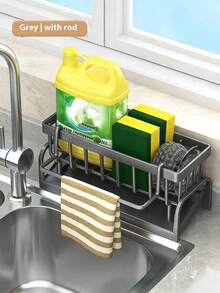 Giá để ráo nước đa năng, chất liệu ABS/thép không gỉ, có thể đựng nước rửa chén, miếng bọt biển, khăn lau chén, dụng cụ nhà bếp, lưới thoát nước, giá đựng khăn lau chén kèm giá treo khăn, chất liệu thép carbon cao cấp, dụng cụ sắp xếp nhà bếp, giá đựng miếng bọt biển và khăn lau chén, giỏ đựng đồ dùng nhà bếp, đồ dùng thiết yếu cho nhà bếp, trang trí phòng, phụ kiện. - Nhiều kiểu dáng và màu sắc - Xem 5