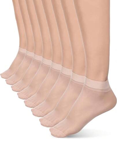 10 pares de calcetines de tobillo ultra finos y transparentes de nailon para mujer, elásticos y de seda transparente, calcetines cortos desnudos para el verano