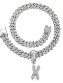 1 Pcs Funky Letter Pendant Necklace Set, Link Chain Hip Hop Jewelry, Perfect Gift For Women And Boys Women Girls Light Luxury High-End Dainty Delicate Pendant Necklace & Light Luxury Choker, Niche Design & Minimalist High-End Style, Sweet Girlish & Gentle Temperament, Shiny Eye-Catching & Texture-Rich, Slim & Versatile & Slimming, Delicate & Exquisite & Thin, Suitable For Daily Commute, Dating Outfits, Dinner Party, Workplace Business, Girlfriends Gathering, Wedding Bridesmaid, Vacation Photography, Street Shooting Styling, Holiday Gift Giving, Light Luxury Street Outings, Annual Party Gala, Casual Daily Wear, Engagement & Spring Summer Outfits, Skin Friendly & Soft Breathable - Bạc - Xem 18