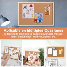 Tablero de Corcho para Pared Tablero de Mensajes Suave Tablones de Anuncios Colgante Pizarrón de Corcho con 5 Chinchetas Corkboards Enmarcado Tablón de Fotos Funcional para Oficina Hogar Aula 60*40cm - Caqui - Ver 6