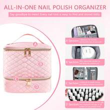Stylish Nail Polish Organizer Bag, Handheld Double Layer Organizer, Holds 30 Bottles (15 Ml/0.5 Floz) With Adjustable, Dividers For Nail Polish Small Manicure Lamp Manicure Tools Essential And Travel,  Daily Travel Use Makeup Bag Storage Makeup Case - View 4