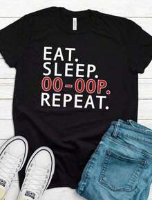 Mother's Day Set, Cotton Graphic T-Shirt, Plus Sizes, Eat. Sp. Oops! Repeat, Delta Sigma Theta, DST, Sisterhood, Greek T-Shirt, Y2K, Men's Oversized T-Shirt, Women's Topstops - 黑色 - 查看 8