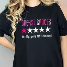 Camiseta divertida "LooseBreast Cancer Would Not Rmd" de 220g, 100% algodón. Estampado de mariposas. Tallas unisex. Camiseta inspiradora de cuello redondo. Lindo y hermoso top de verano inspirado en la estética Y2K, perfecto para actividades al aire libre, en casa, en el trabajo o para vestir en la calle. Camiseta informal, holgada para uso diario. Camiseta de algodón para mujer, transpirable y absorbente de sudor, de manga corta para verano. - Negro - Ver 1