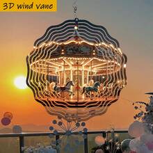 3D立体旋转豪华风车,夜空闪耀,尺寸25.5厘米/10英寸*25.5厘米/10英寸,带旋转挂钩,360° DIY创意风车,适合作为圣诞节、万圣节等节日礼物(不含吊坠),款式随机。 - 多色 - 查看 10