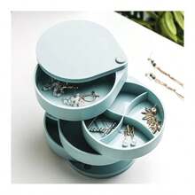 Jewelry Case Jewelry Box, Small Jewelry Storage Box for Women, 4-Layer Rotating Travel Jewelry Tray Case Lid Earring Holder for Bracelets Rings Jewelry - Un color - Ver 9