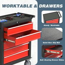 Tool Chest, Rolling Tool Box With Wheels, High Capacity Detachable Mobile Tool Storage Cabinet For Workshop, Garage, Mechanics - Blackred-5-drawer - View 2