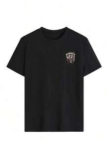 Camiseta de verano personalizada para mujer, de manga corta y cuello redondo, estampada con el diseño de "As de Espadas", estilo casual - Camiseta unisex de algodón holgada de manga corta y cuello redondo, estilo vintage urbano. - Negro - Ver 4