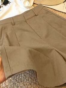 Conjunto de 3 piezas de pantalones cortos a cuadros en blanco y negro para uso casual/empresarial (sin cinturón) - Multicolor - Ver 5