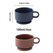 1个180毫升/6盎司可叠放陶瓷咖啡杯,现代风格反应釉瓷质咖啡杯/茶杯,适用于拿铁、卡布奇诺、意式浓缩咖啡、茶,咖啡吧配件 - 彩色 - 查看 4