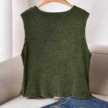 Cosyjoi Plus Size Women V-Neck Single-Breasted Casual Tank Top - Beis - Ver 3