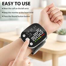 MOOD LIGHT Automatic Wrist Blood Pressure Monitor, Equipped With An LCD Screen, Adjustable Cuff, Pulse Detection, And Arrhythmia Alarm Function - Blood Pressure Measurement | USB Charging | Voice Playback Function, Is An Excellent Gift For Friends And Family - 黑 - 查看 6