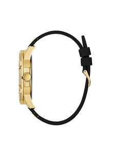 Guess Đồng hồ nam mặt số đính pha lê phối vàng đen, dây đeo silicon, đồng hồ thời trang, quà tặng thương hiệu, đa năng dùng hàng ngày, hẹn hò, hộp quà thương hiệu, quà sinh nhật cho bạn trai GW0537G2 - Vàng + Bạc - Xem 5