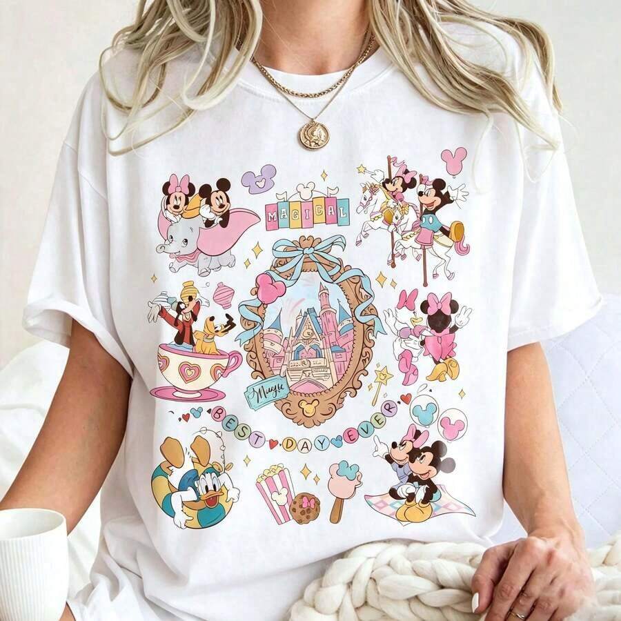 Disney  Vintage Coquette Bows Mickey & Minnie Shirt, Disney World Girls Trip Tee, Magic Kingdom Disneyland Matching Shirts For Women Shirt - White - View 1