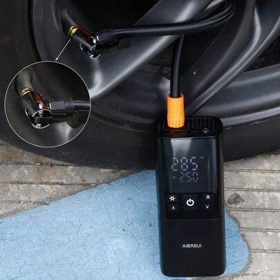 150 PSI 便携式空气压缩机，手持式智能数字压力表气泵，强力无线充气泵，适用于汽车、摩托车、自行车和球类。汽车配件/汽车必备品（配备 11.1V/DC12V 2000mAh 锂离子电池）