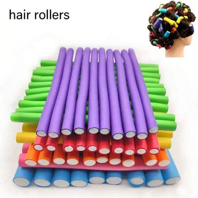10pcs Soft Flexible Curling Rods, Foam Curling Tools, No Heat Required (Random Color)
