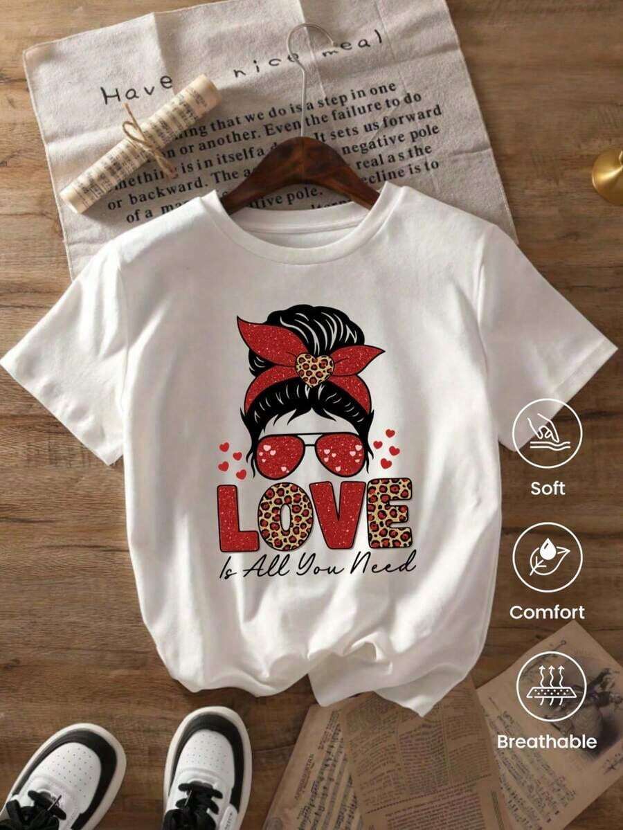 Camiseta de manga corta con cuello redondo para mujer, con estampado, suave y fluida, adecuada para uso diario, oficina, escuela, vacaciones, camping, de estilo versátil, que hace que tu verano sea más vibrante y colorido. - Blanco - Ver 1