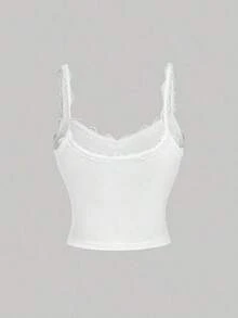 Camiseta sin mangas casual de mujer con parches de encaje, para verano - Multicolor 5 - Ver 5