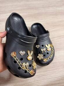 Children's Clog Shoes With Buttons, Comfortable, Soft, Crocoba - Black - View 1