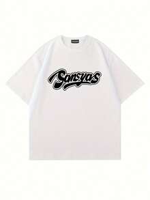 Camiseta de Algodón Puro Estilo Coreano Ajustada y Holgada de Manga Corta para Parejas, Estilo Americano OV5A - Blanco - Ver 6
