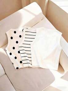 Camiseta de tirantes casual y versátil con cuello redondo y rayas para mujer - Multicolor 15 - Ver 2