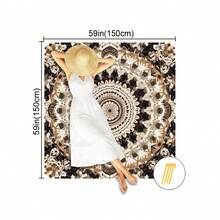 1pc Bohemian Cartoon Sun Patterned Beach Mat, Extra-Large Beach Mat, Lightweight And Durable. Ideal For Travel, Camping, And Picnics. Extra-Large Size For Adults. Highly Suitable For Beaches And Outdoor Adventures - B - View 12