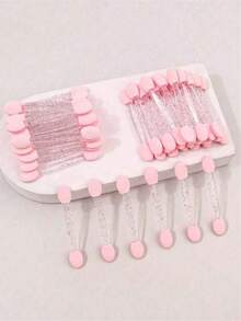 Set de 100/50/5 piezas de pinceles de sombra de ojos de doble punta/bolígrafo de punteado de arte de uñas, pincel degradado de uñas con soporte de diamante de imitación, pinceles de sombra de ojos desechables de doble cabeza, herramientas de maquillaje y manicura - Multicolor - Ver 9