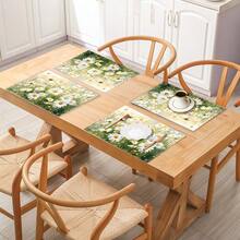 18*11.81 Inch (45*30cm) Daisy Print Rectangular Placemats, Available In 1/2/4/6/8/30 Sets, Made Of 100% Polyester With Non-Slip And Heat-Resistant Properties, Machine Washable, Hand Washable And Dry Cleanable, Suitable For Daily Dining And Home Decor, Perfect For Farmhouse And Floral Style Enthusiasts - Multicolor - View 7