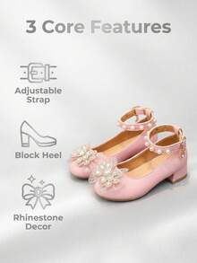 1 Pair New 2026 Girls Shoes, Decorated With Ribbon + Round Toe Buckle. Soft Sole Suitable For Daily Walking/Spring Outings. - Pink - View 2