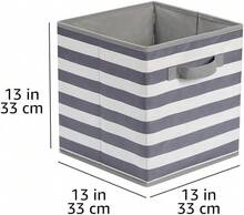 Basics Confezione da 6 cubi portaoggetti pieghevoli in tessuto, contenitori con maniglie -33x33x33 cm, colore: Bianco/Grigio a righe - Strisce bianche e grigie - Visualizzare 2