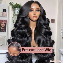 30 Inch Black Body Wave Brazilian Virgin Human Blended Hair Wig 13x4 HD Lace Front Wig 200% Density Lace Front Wigs 5x5 Glueless Pre-Cut Lace Human Blended Hair Wigs Pre Plucked With Baby Hair For Daily Wear For Halloween And Christmas Parties Gift. - Natural & Black - View 17