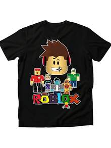 Camiseta de manga corta casual con cuello redondo, ropa familiar para toda la familia, tallas completas, unisex, transpirable, ideal para verano, actividades al aire libre y Día del Niño - Negro - Ver 8
