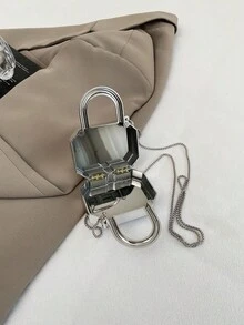 New Acrylic Mini Handbag, Fashion Clutch Purse, Personalized Lipstick Case, Celebrity Evening Bag, Crossbody Chain Bag - Silver - View 4