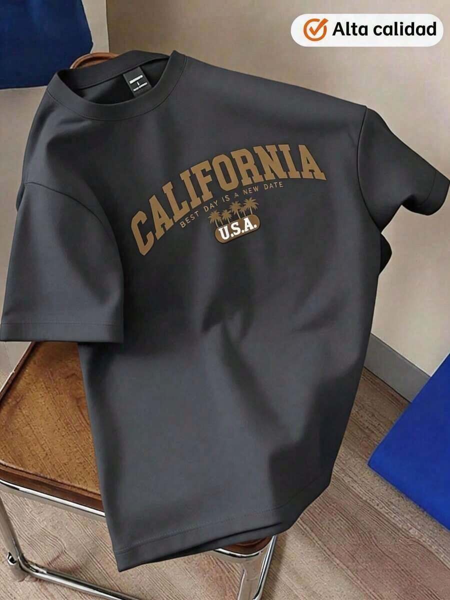 Summer Men's Crew Neck T-Shirts Gym Leisure Vacation High Quality Men's Shirts Fashion Prints Y2K Men's Clothing Festival Sweatshirt Men's Sets Men's Gifts Local Mexico - 深灰色 - 查看 1