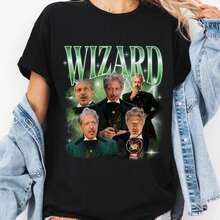 Jeff Goldblum Wizard T1EE Retro Movie Bootleg ShirtFor woman shirt Camiseta 100% Algodón Unisex - Playera Casual Premium de Corte Cómodo - Negro - Ver 1