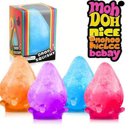 4pcs Fantasy Water Drop Twist Magic Cube Squeeze Toy, Exquisite Elegant Luxury Marl Sugar Slow Rebound Stress Relief Ball, Anxiety Relief Toy
