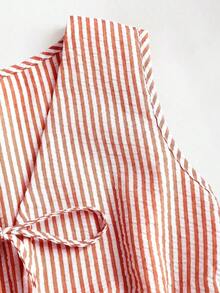 Nuevo conjunto de verano europeo y americano de dos piezas, pantalones rectos de pierna recta con cordones lisos y a rayas en rosa, estilo versátil de calle para mujeres - Rojo 2 - Ver 6