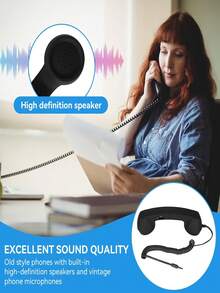 Retro Phone Handset For Cell Phones – Wired Vintage Telephone Handset With 3.5mm Jack, Built-In Microphone , For Smartphones, Tablets, And Computers - View 4