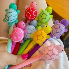 3 piezas Bolígrafo retráctil con tapa con diseño de tortuga linda, bolígrafo de tinta negra con caparazón de animal marino de colores para planificador, diario, notas, útiles escolares y de oficina, papelería de escritorio - A - Ver 9