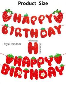 1件/3件/草莓主题派对装饰，“生日快乐”横幅，生日派对装饰，草莓主题宝宝生日用品；完美适用于新娘送礼会、周年纪念日、生日装饰、派对背景、最佳礼物、节日装饰、派对花环、季节性装饰、横幅/彩带、丝带、餐桌中心装饰品和艺术墙 - 多色 - 查看 7