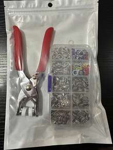 100件套金属鸡眼冲孔钳套装，皮革服装鸡眼冲孔工具，5爪按扣安装工具套装，多功能纽扣钳，家用免缝纫按扣安装工具 - 鑽孔工具 - 查看 13