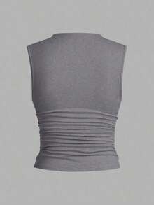 3 piezas Tops sin mangas plisados, tops sin mangas casuales de cuello plano para mujer, gran valor en paquete de 3, para el verano - Multicolor 2 - Ver 6
