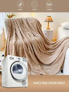 1 chiếc chăn mềm mại, ấm áp viền nhung màu nâu, thích hợp cho phòng ngủ và phòng khách, chất liệu polyester nhẹ, thoáng khí, có chức năng điều hòa không khí. - Lạc đà - Xem 11