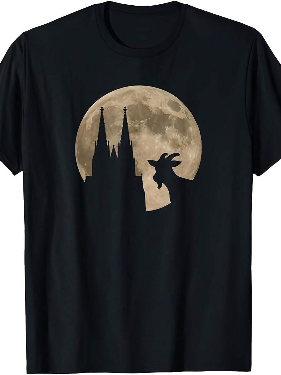 Camiseta con estampado de confeti de corazón de Carnaval de Colonia para la Catedral, de la marca Alaaf De Fashion, con cuello redondo, tela ligeramente elástica, corte regular, patrón geométrico, estilo casual, perfecta para hombres. - Negro - Ver 1