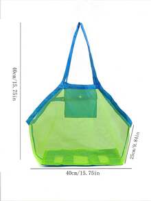 1pc Mesh Beach Bag, Toy Storage Bag, Outdoor Travel Foldable Organizer Mesh Bag, Children's Toy Storage Bag, Travel Organizer Bag, Cosmetic Bag, Vacation Organizer Bag, Suitable For Storing Children's Toys, Skincare Products, Phones, Small Items, Perfect For Travel, Beach, Bohemian Style - Blue - View 12