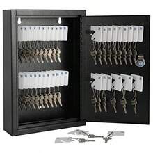 KYODOLED - Caja almacenamiento para llaves con 40 llaves, ganchos y etiquetas para el hogar, oficina, gestión comercial, 2.5 pulgadas de profundidad x 8.1 pulgadas de ancho x 12.1 - Negro40 K cerradura de llave - Ver 2