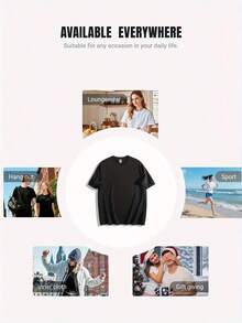 Women's Plus Size Short Sleeve One Piece Dress, Holiday Wear, Printed Shirt For Women, Suitable For Casual Spring And Summer Wear, Comfortable, Elegant And Stylish - Oversized Cotton Graphic T-Shirt - TAYZI D0Q4 100% Cotton - 黑色 - 查看 4