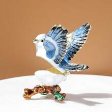 SUSUZUKU 1pc Creative Gift Metal Enamel Crafted Bird Jewelry Box, Unique Birthday/Valentine's Day Gift, Blue Bird Jewelry Box, Metal Enamel Creative Ring Necklace Earring Storage Box, Magpie Decorative Box - Little Flying Bird - View 6