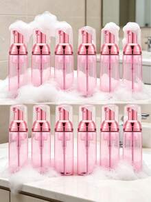 1/3/12 pièces Bouteilles Distributrices de Savon Mousse 60ml/2oz, Bouteilles Distributrices de Savon en Plastique Transparent, Bouteilles Pompe Rechargeables Mini, Convient pour le Lavage du Visage, le Soin des Cils, le Shampooing, les Soins de la Peau (Rose) - Voir 9