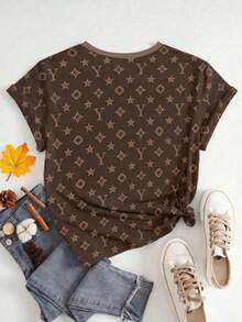 Nueva camiseta casual de mujer con cuello redondo y estampado de leopardo - Multicolor 4 - Ver 5