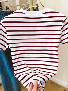 Camiseta de manga corta de cuello redondo con estampado de leopardo casual para mujer, verano - Multicolor 9 - Ver 2